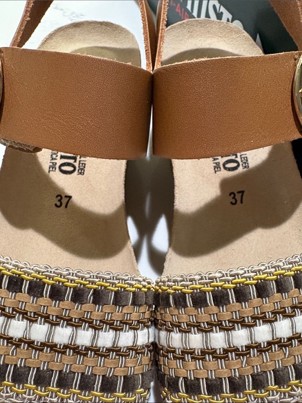 Mephisto Women's Tan Braided Strap Cork Wedge Sandals - Picture 3 of 6
